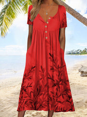 Jednorzędowa sukienka midi w kwiaty