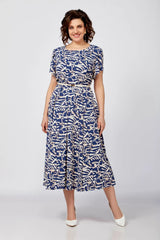 [S-5XL]2025 dopasowana niebieska sukienka z pełną spódnicą