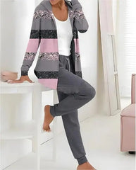 🔥 Casualowy dwuczęściowy komplet w nowym stylu z jesienno-zimowym nadrukiem, długi rękaw + długie spodnie