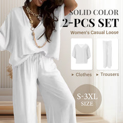 💖2025 Lato Nowość 💖Damski garnitur z rękawami typu nietoperz, swobodny, luźny, jednolity kolor