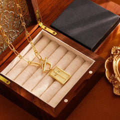 ✝️ Naszyjnik z krzyżem i łańcuszkiem spinacza do papieru, unisex, wodoodporny i odporny na pot