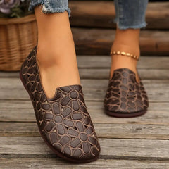 🔥Ostatni dzień 50% zniżki - Damskie baleriny Oxford z wycięciem kwiatowym i ortopedycznymi wstawkami