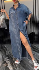 Sukienka damska z klapami Tencel Denim Wygodna i modna