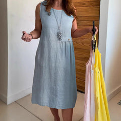 [S-4XL]👗Damska sukienka bez rękawów z okrągłym dekoltem