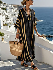 Sukienka damska w kontrastowe paski