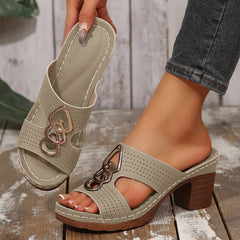 🔥Ostatnia promocja 50% zniżki - damskie skórzane sandały na platformie i wysokim obcasie z ortopedią