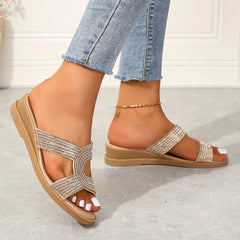 🔥Ostatni dzień 50% zniżki – Eleganckie damskie sandały ortopedyczne z kryształkami w kształcie motyla