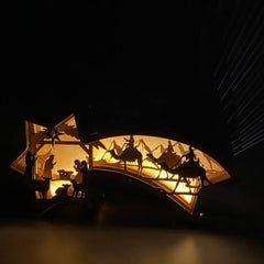 🎅LED Drewniane ozdoby świąteczne Szopka Lampa biurkowa w kształcie gwiazdy🌟