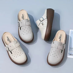 【35-42】Puste, oddychające, grube, miękkie, skórzane kapcie