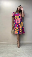 【S-5XL】Nowa sukienka 2025 z kwiatowym nadrukiem