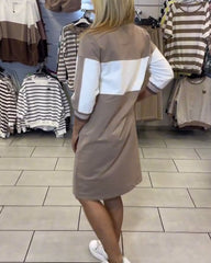 Sukienka damska z kontrastowymi przeszyciami