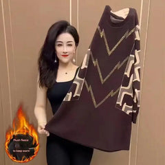 🍁 【M-4XL】 2024 Nowe, jesienno-zimowe, modne koszulki z dzianiny z nadrukiem