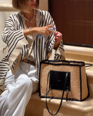 Koszula w paski z rozcięciem na co dzień