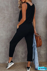 Swobodny solidny patchwork U szyja zwykłe kombinezony (3 kolory)