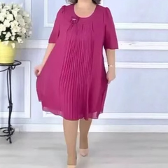 [S-4XL]🌺Damska plisowana sukienka z krótkim rękawem i okrągłym dekoltem