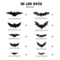 💥💥🦇 Halloween 3D oświetlone nietoperze