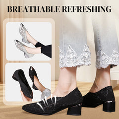 💥GORĄCA WYPRZEDAŻ 50% TANIEJ✨Sandały z siateczki z kryształkami i grubym obcasem