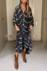 Plus Size luźna długa spódnica z nadrukiem cyfrowym