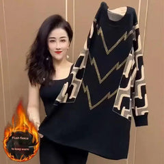 🍁 【M-4XL】 2024 Nowe, jesienno-zimowe, modne koszulki z dzianiny z nadrukiem