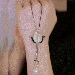 💝[Kup 1 dostań 1 za darmo]✨Długi naszyjnik z tulipanem w kształcie kociego oka