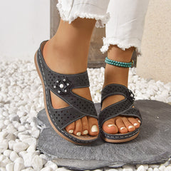 Ortopedyczny kwiat swobodny klin sandały pięty