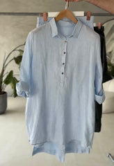 Komplet damski bawełniany składający się z koszuli i luźnych spodni