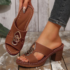 🔥Ostatnia promocja 50% zniżki - damskie skórzane sandały na platformie i wysokim obcasie z ortopedią