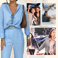 Minimalistyczna koszulka damska kobiet z pasującym zestawem szerokopasmowych spodni