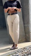 Damskie proste spodnie casualowe z wysokim stanem