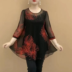 Topy damskie z szyfonu i nadrukiem na co dzień