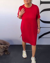 Ubierz zaokrąglony swobodny krótki rękawa prosta