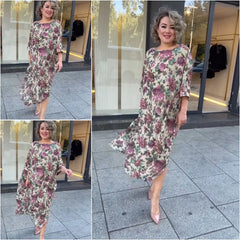 💋[S-5XL]👗 Sukienka w kwiaty wykonana z włoskiej bawełny