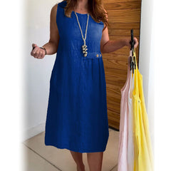 [S-4XL]👗Damska sukienka bez rękawów z okrągłym dekoltem