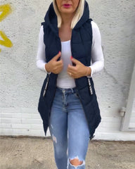 Płaszcz pikowany bez rękawów z zamkiem błyskawicznym