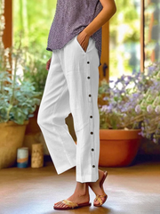 Proste damskie luźne spodnie swobodne (z kieszeniami)