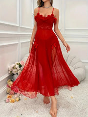 ✨Elegancki poliestrowy sen sukienka dla kobiet całoroczny szat bez ramiączek z koronki detale, akcen