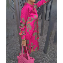 Sukienka koszulowa z długim rękawem i kołnierzykiem typu shift