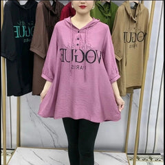 Nowa modna bluza z kapturem z lodowego jedwabiu bawełny i lnu T-shirt