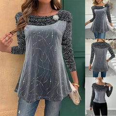 👗Elegancka aksamitna koszula z cyrkoniami – luksusowy look na każdą okazję