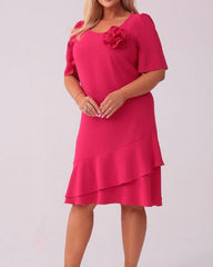 🌸Sukienka z szyfonu z krótkim rękawem i łączonych materiałów🎀