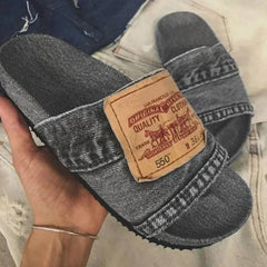 🎁 Stylowe, dżinsowe klapki damskie