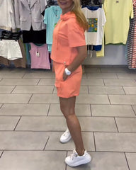 Zestaw sportowych spodenek z kapturem w jednolitym kolorze