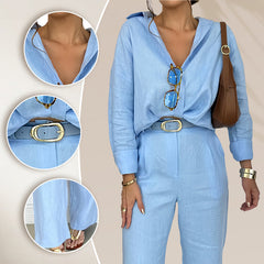 Minimalistyczna koszulka damska kobiet z pasującym zestawem szerokopasmowych spodni