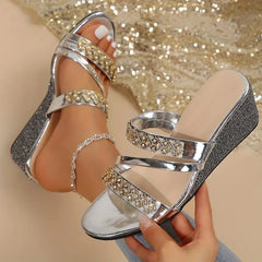 Sandały imprezowe z kryształkami