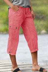 Spodnie cargo Capri ze średnim stanem i zakładkami na dole i wieloma kieszeniami