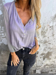 🔥Ograniczony czas 50% zniżki🔥Modny damski top w jednolitym kolorze z dekoltem w serek i długim ręk