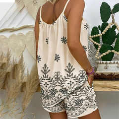 Damski zestaw z koszulą i spodenkami na ramiączkach typu spaghetti