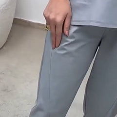 Solidne damskie topy z krótkimi rękawami & Pole dwuczęściowe