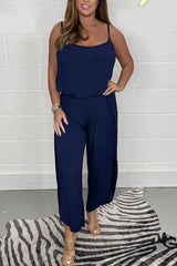 Swobodny, jednokolorowy kombinezon na szelkach