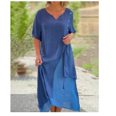 🌺Sztuczna asymetryczna sukienka dwuczęściowa z krótkim rękawem